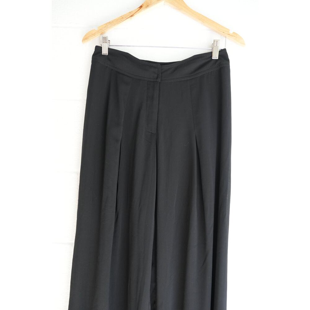 ASHRO Black Wide-Leg Pleated‎ Trousers Size 8